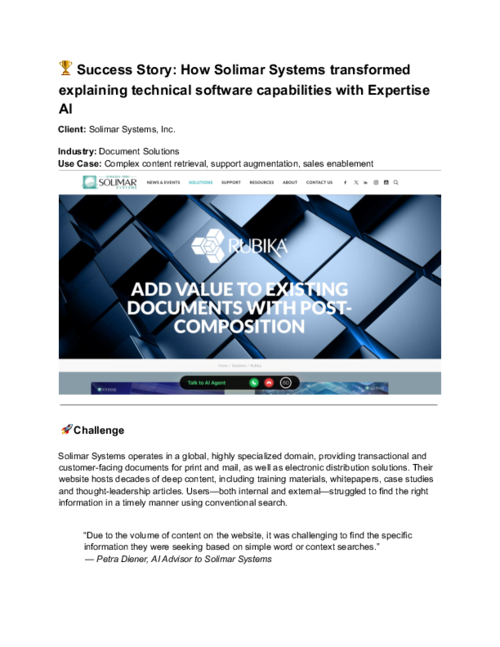 How Solimar Systems transformed explaining technical software capabilities with Expertise AI