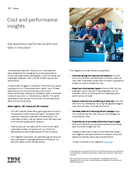 IBM Instana Cost Monitoring powered by IBM Kubecost