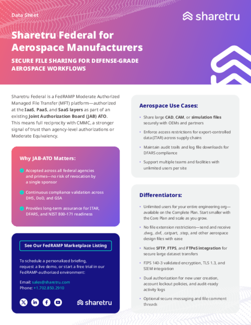 Data Sheet: Sharetru Federal for Aerospace Manufacturers