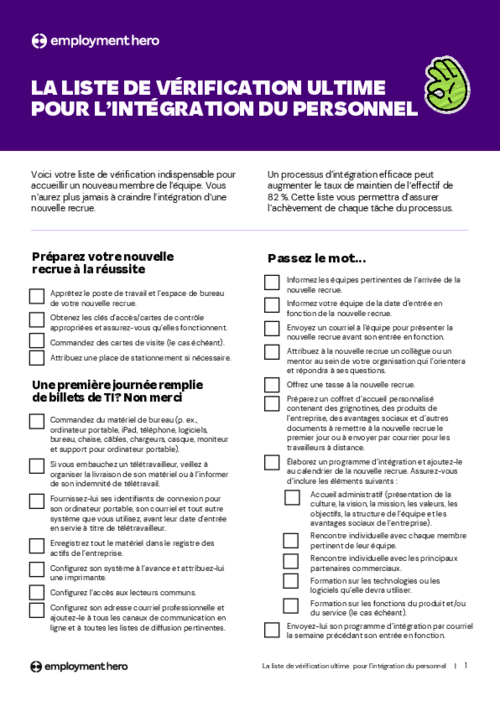 LA LISTE DE VÉRIFICATION ULTIME POUR L’INTÉGRATION DU PERSONNEL