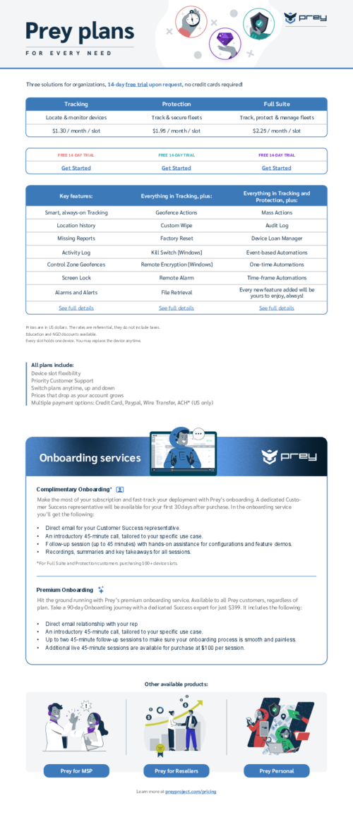 Prey Pricing and Plans