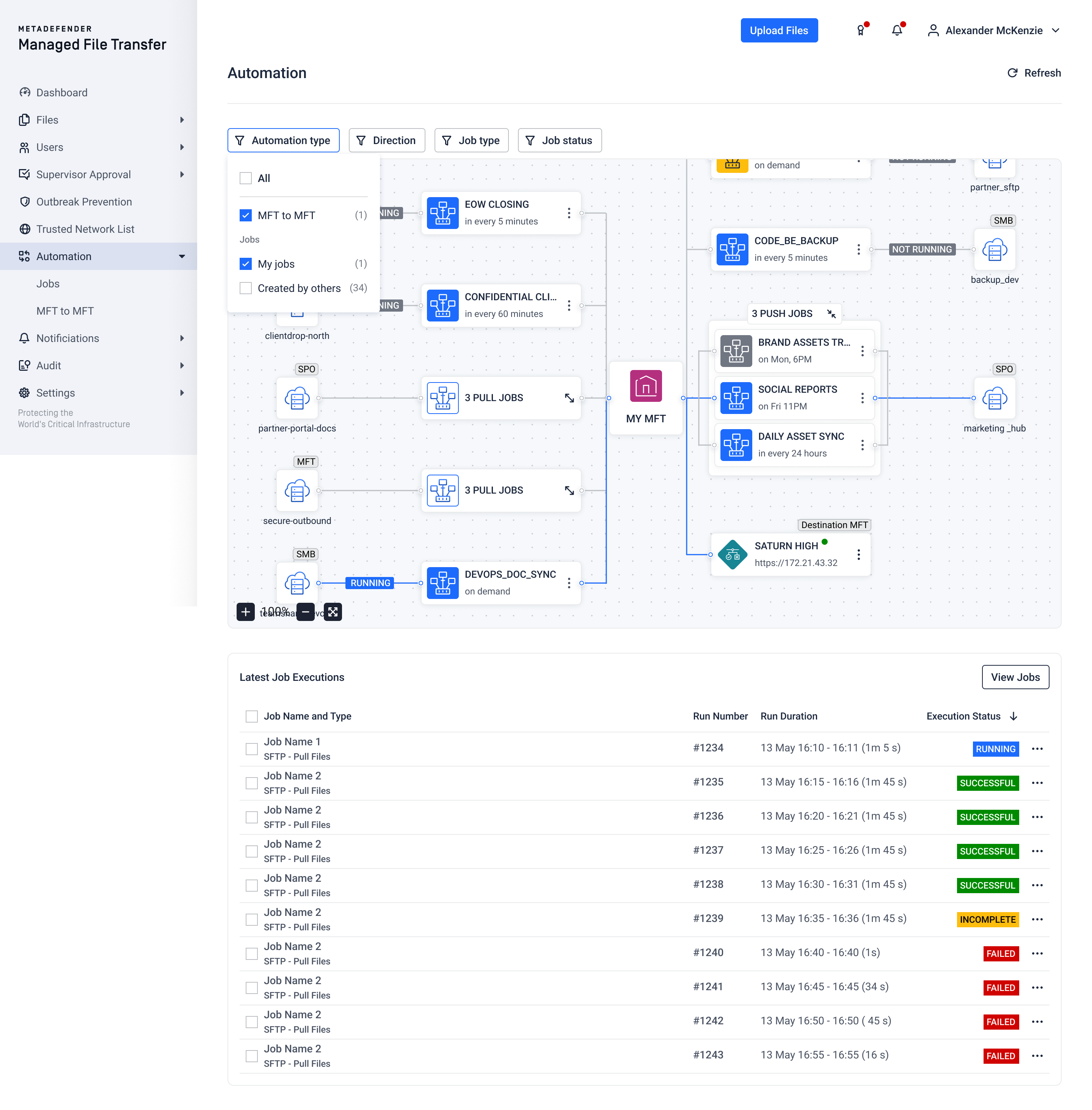 MetaDefender Managed File Transfer™ (MFT) screenshot