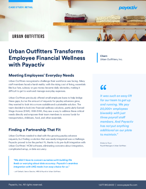 Urban Outfitters transforms employee financial wellness with Payactiv