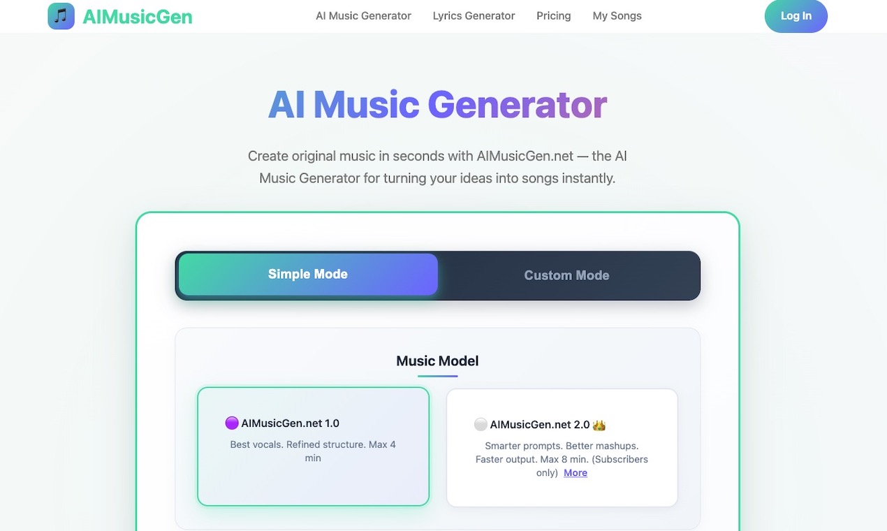 AIMusicGen.net - AI Music Generator preview
