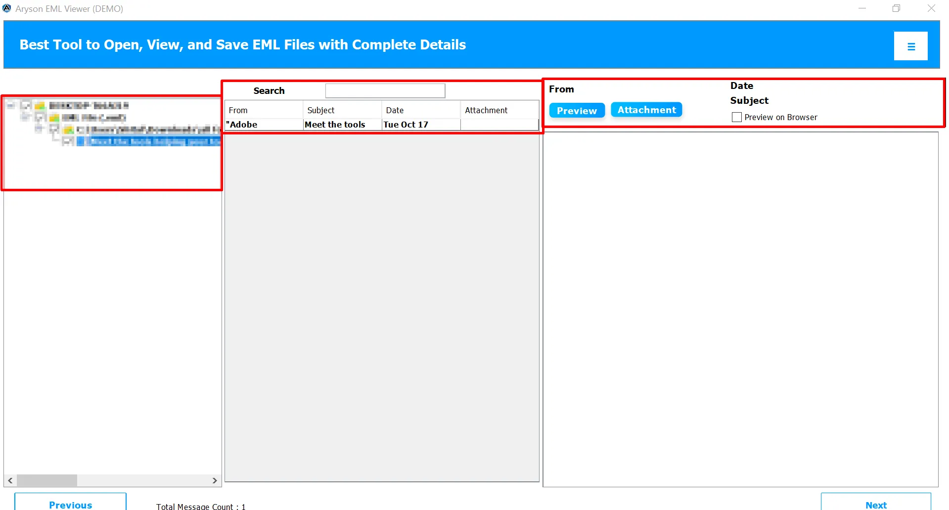 Aryson EML Viewer screenshot