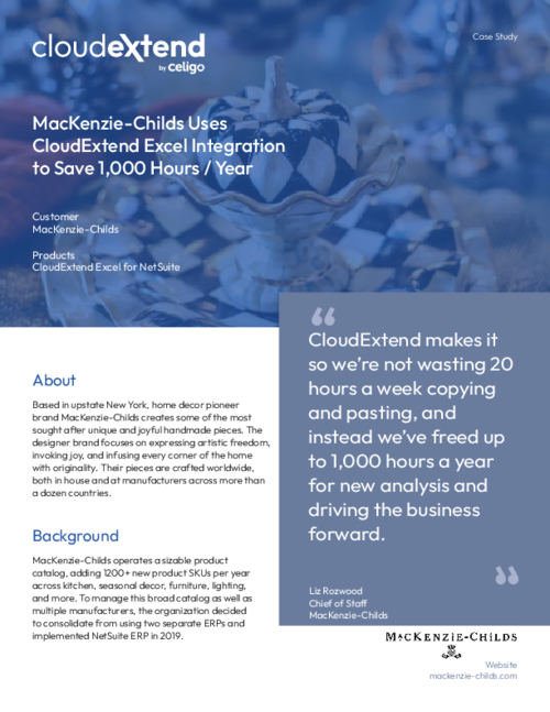 MacKenzie-Childs Uses ExtendInsights Excel Integration to Save 1,000 Hours/Year