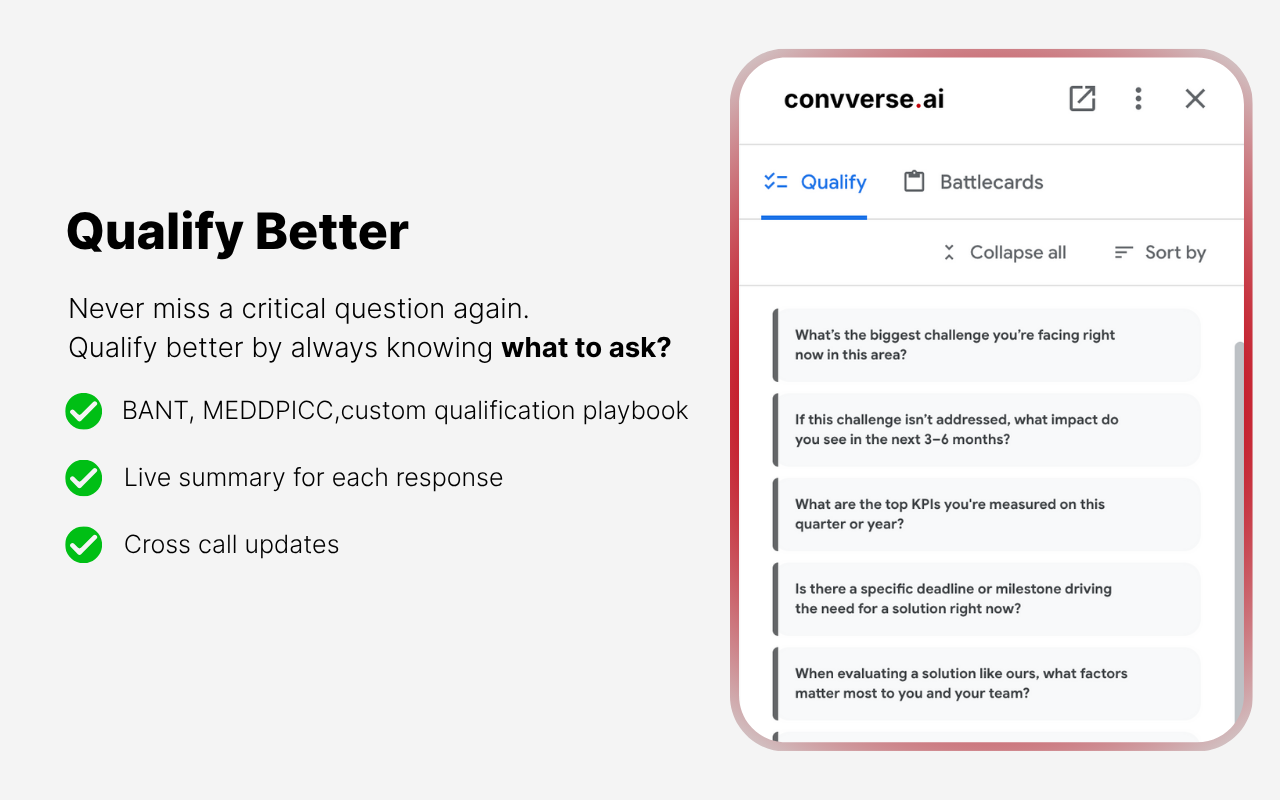 convverse AI Real Time Sales Assistant for Google Meet preview