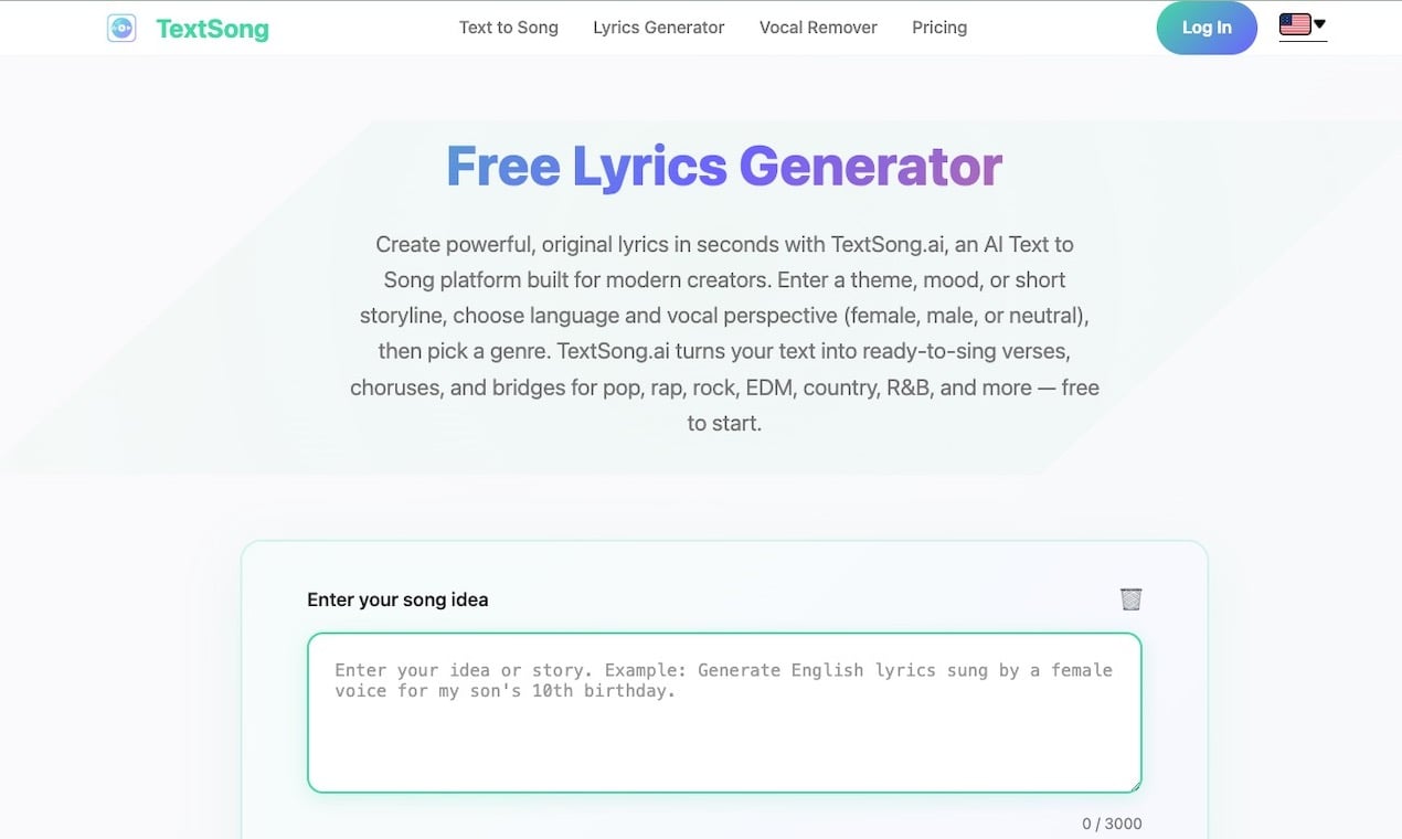 TextSong.ai – The Free AI Text-to-Song Generator preview