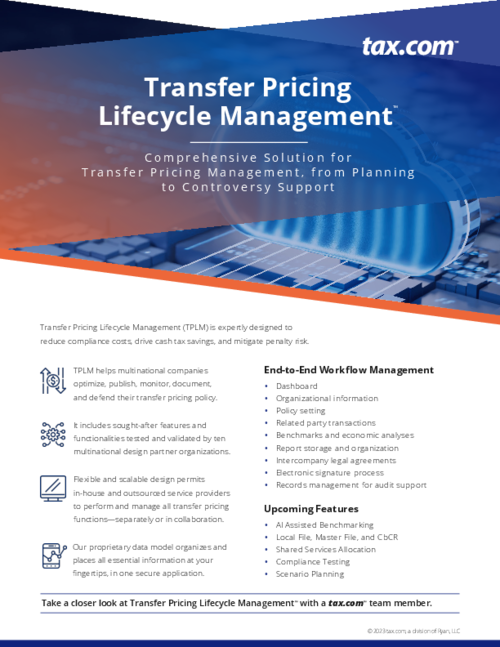Transfer Pricing Lifecycle Management™ – End-to-End TP Solution