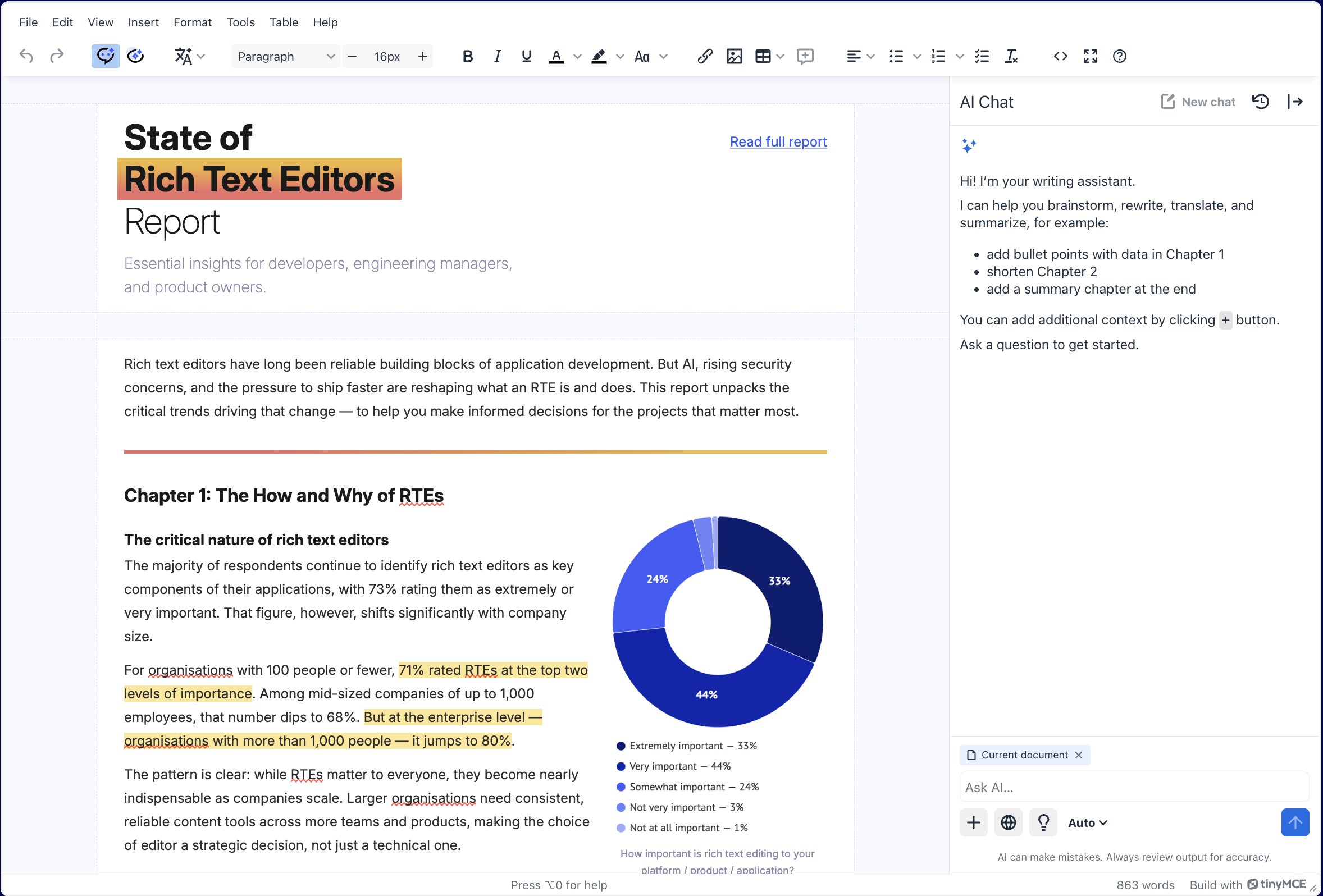 TinyMCE screenshot