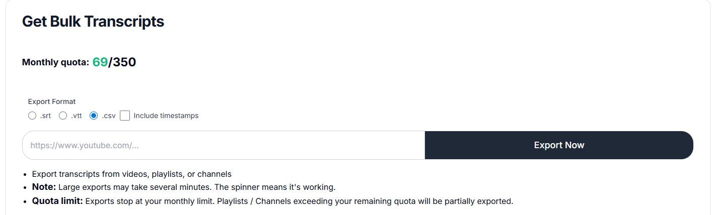 ClipTranscribr - Youtube Transcript Exporter screenshot