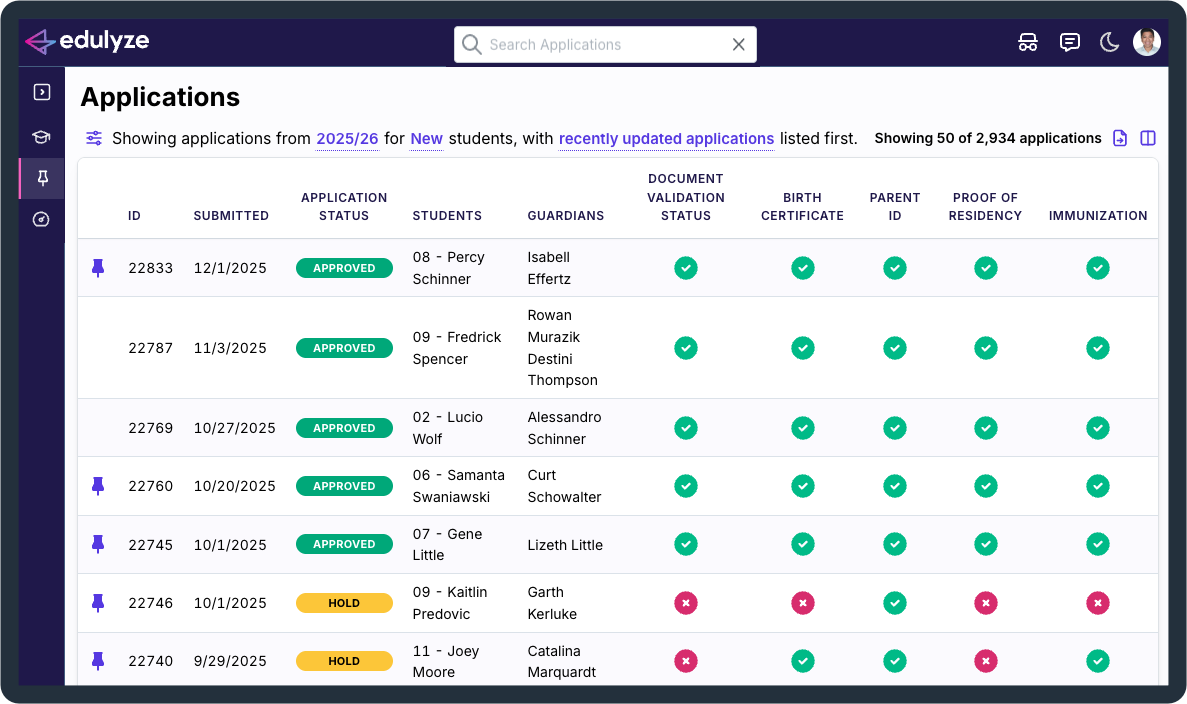 Edulyze K-12 Document Verification screenshot