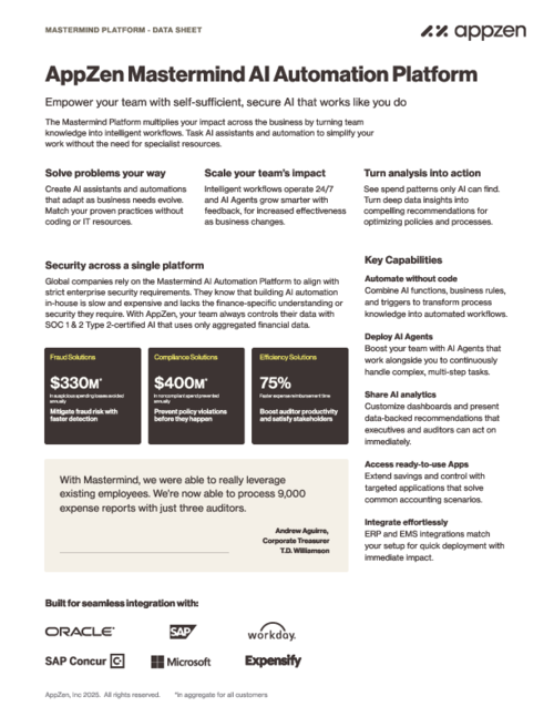 AppZen Mastermind AI Automation Platform