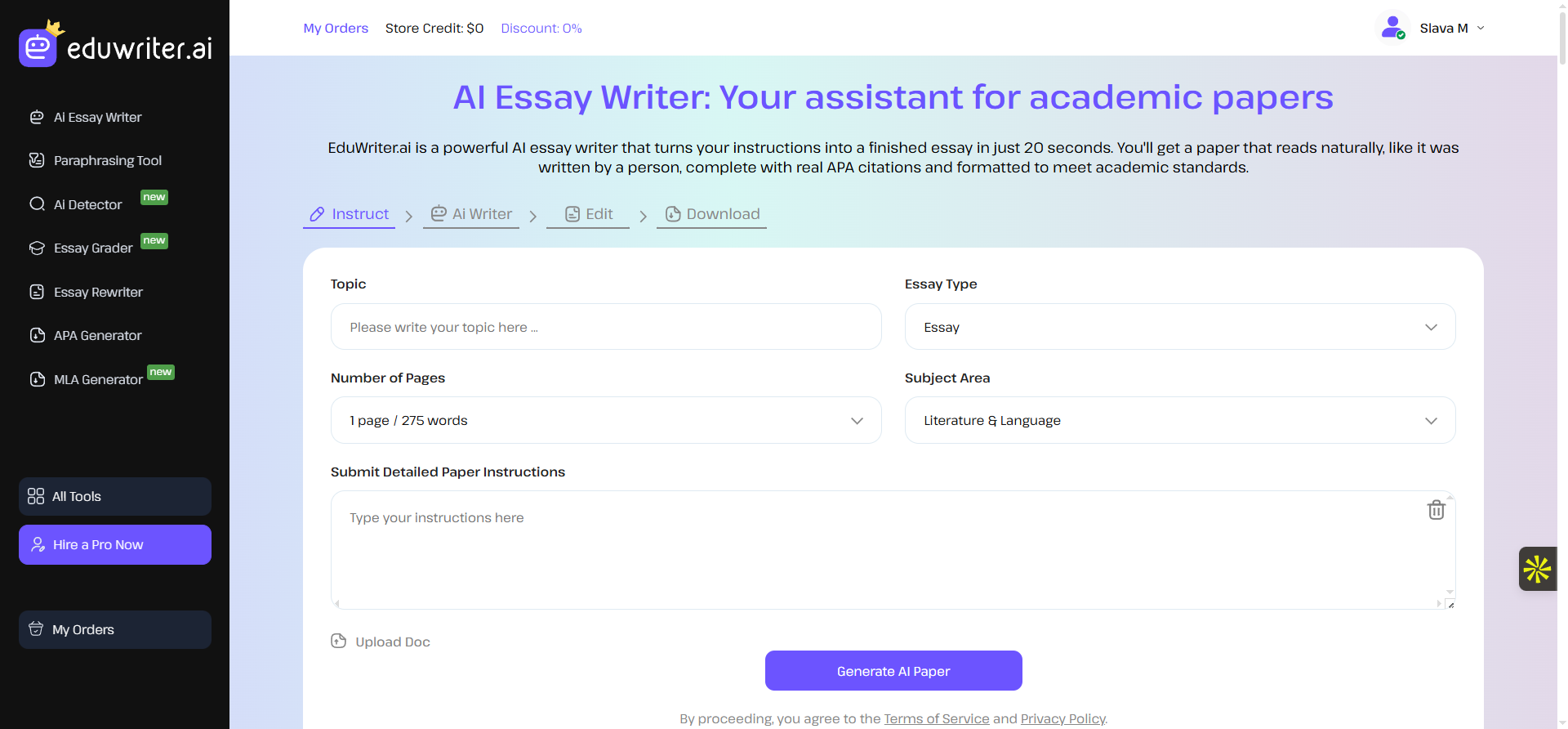 Eduwriter.AI preview