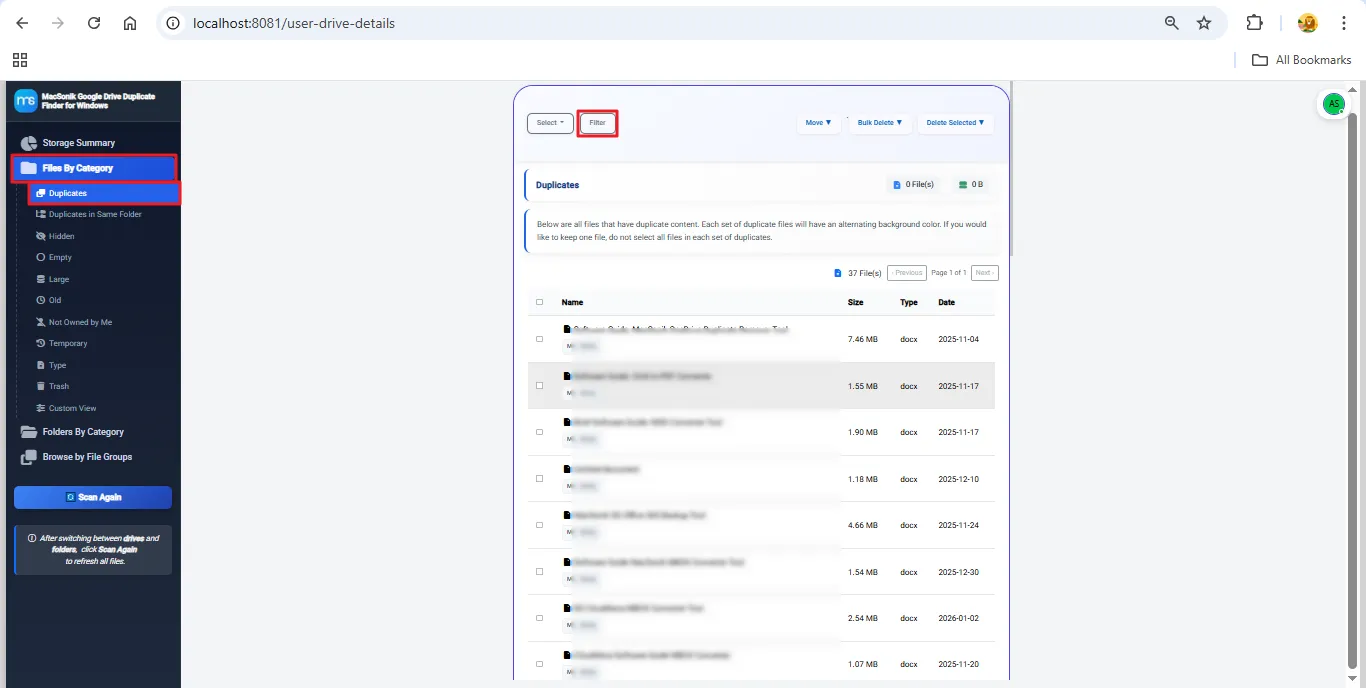 MacSonik Google Drive Duplicate Finder screenshot