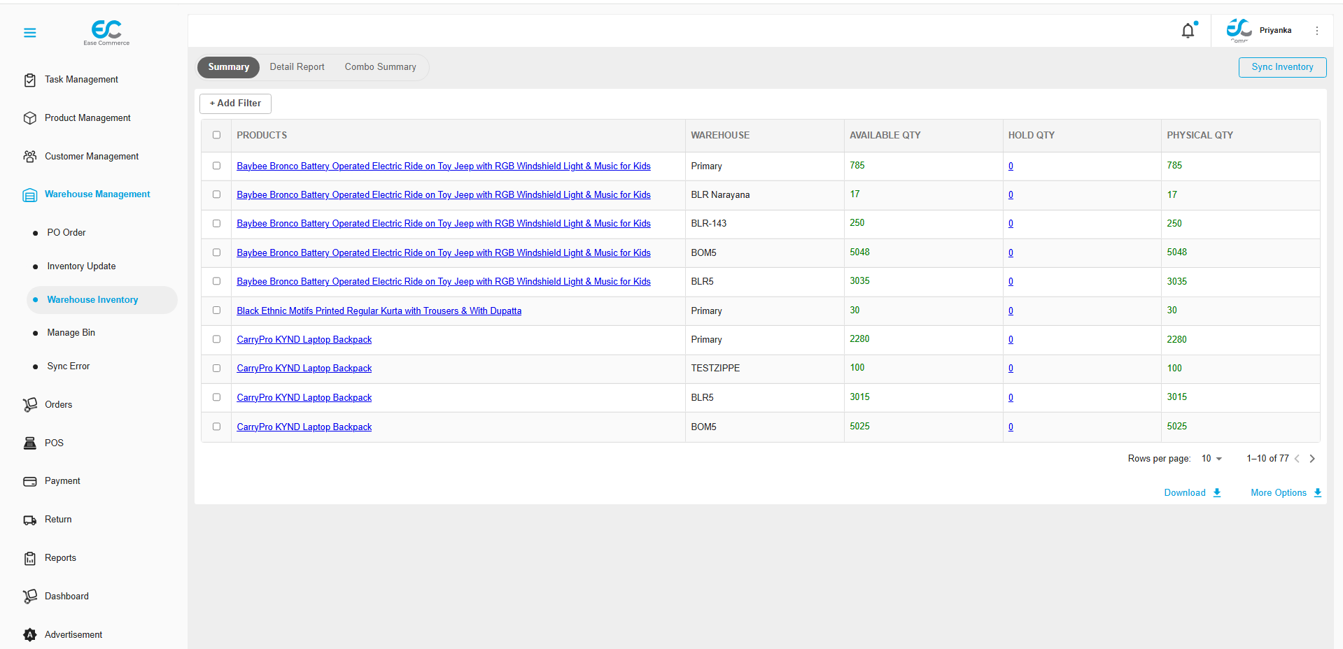 Warehouse Management screenshot