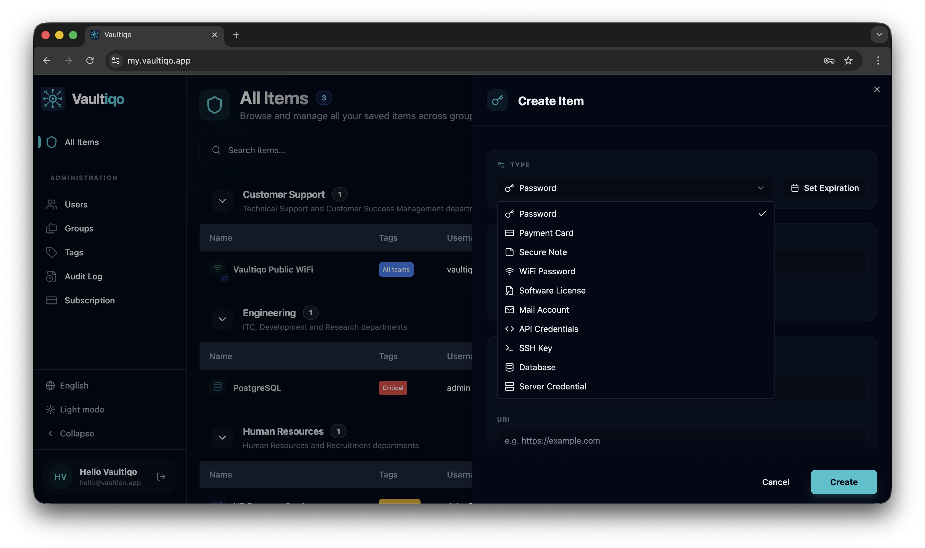 Vaultiqo screenshot