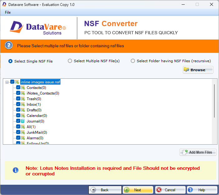 DataVare NSF Converter screenshot
