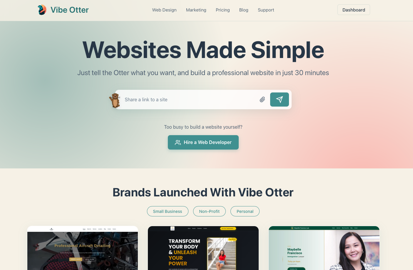 Vibe Otter Website Builder screenshot