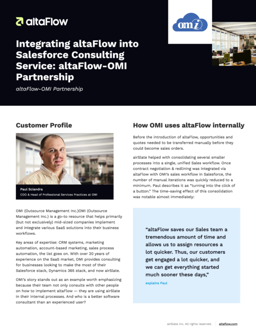 Integrating altaFlow into Salesforce Consulting Service: altaFlow-OMI Partnership