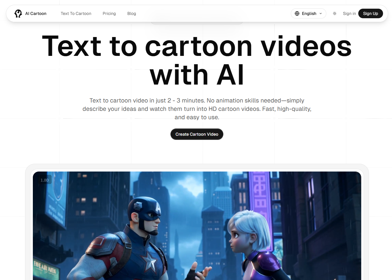 Text to cartoon videos preview