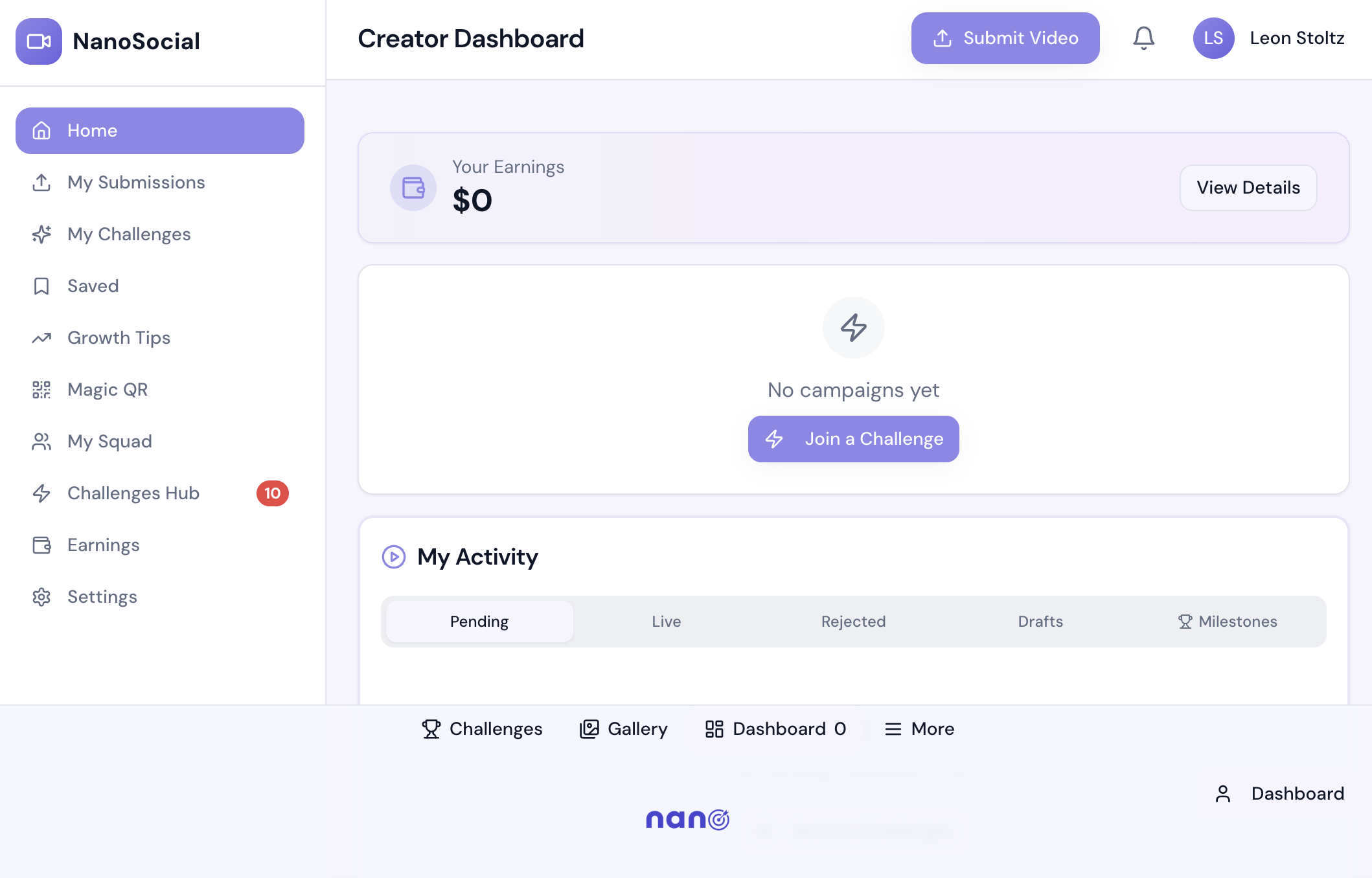 NanoSocial screenshot