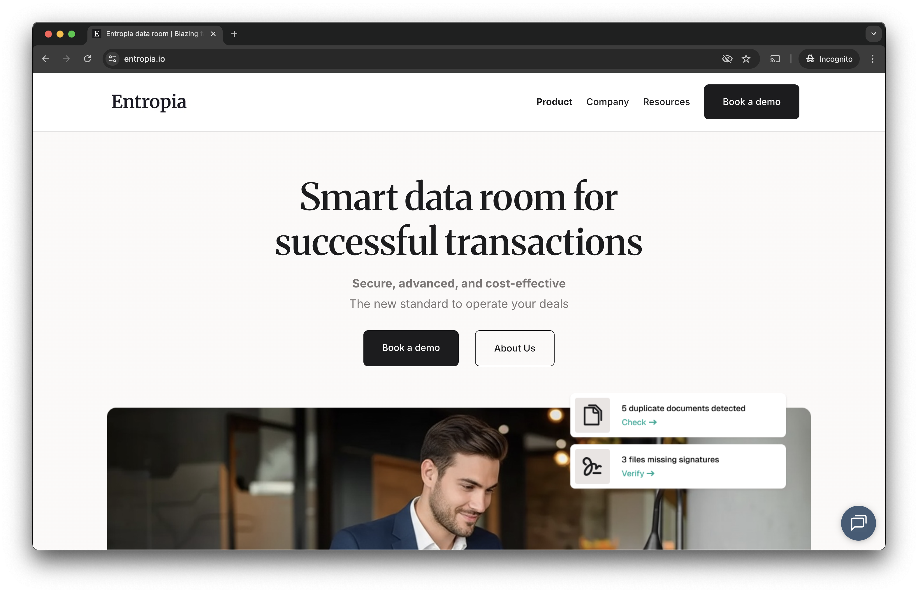 Entropia Smart Data Room screenshot