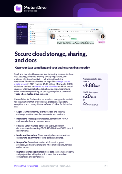 Overview: How Proton Pass helps you keep your data compliant and your business running smoothly