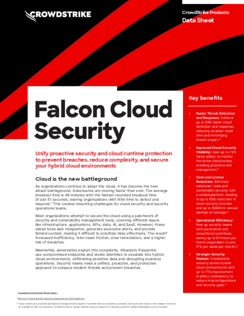 CrowdStrike Falcon® Cloud Security Data Sheet