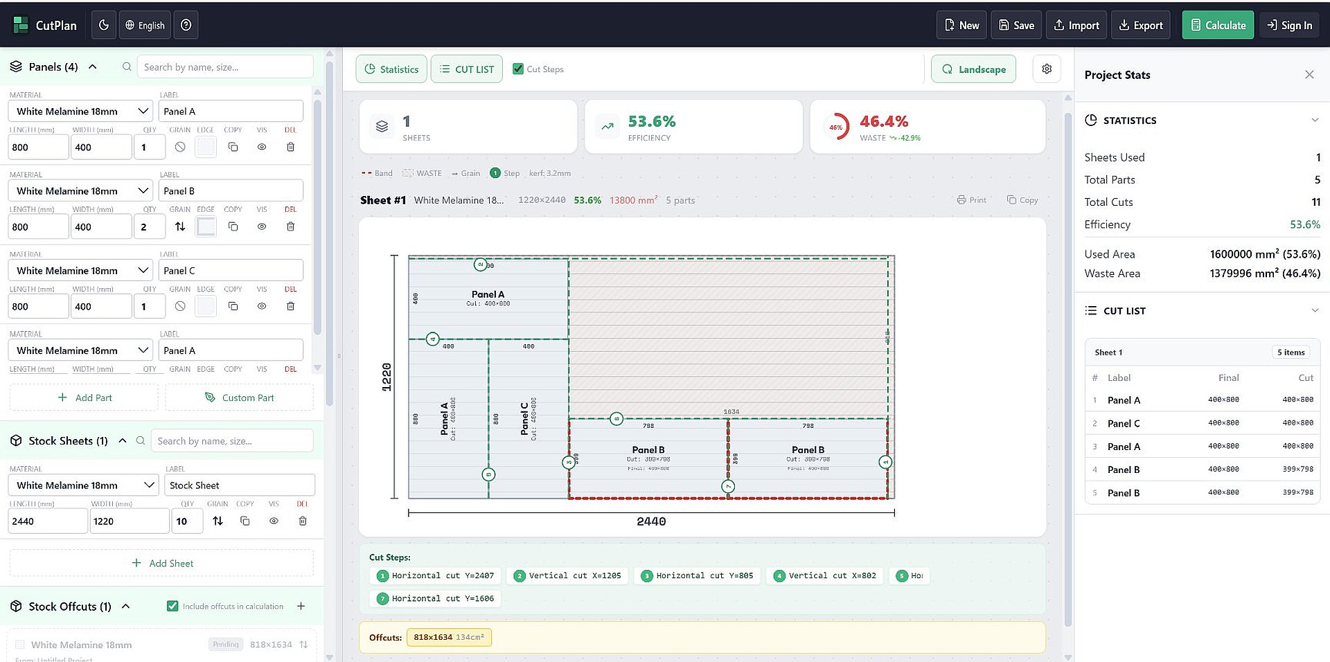 CutPlan screenshot