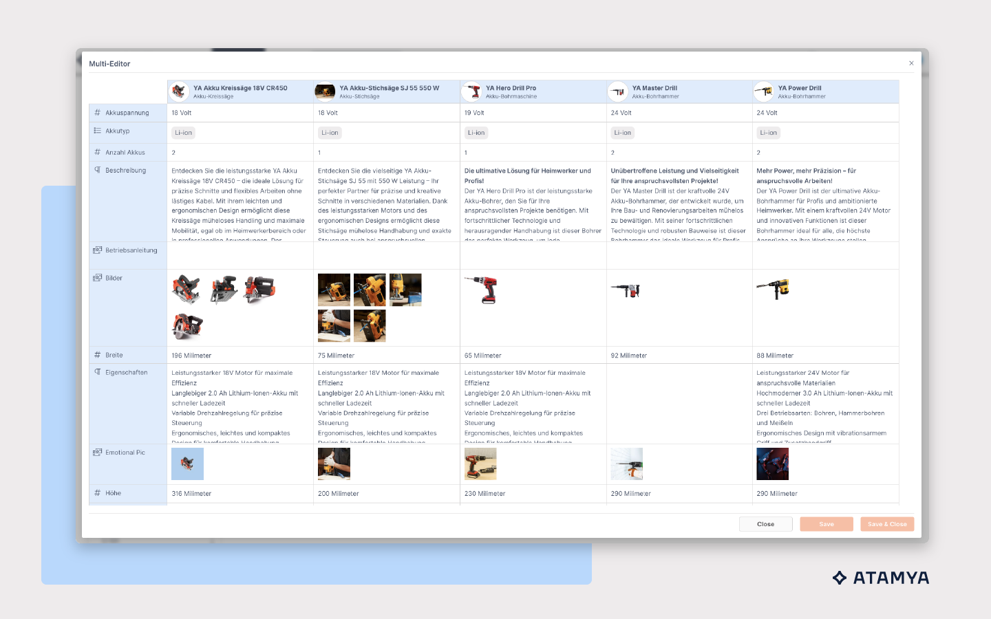 ATAMYA Product Cloud screenshot