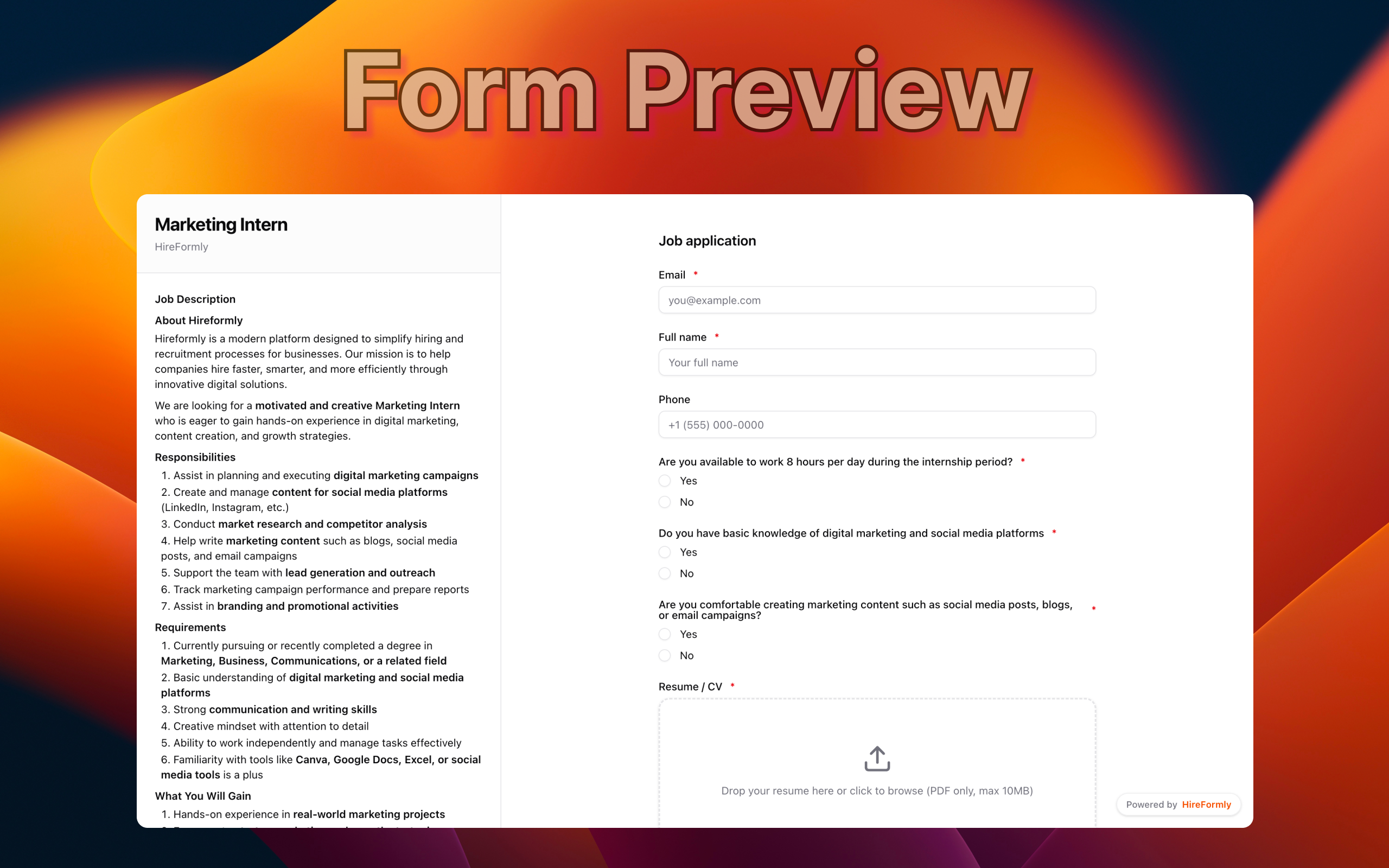 HireFormly screenshot