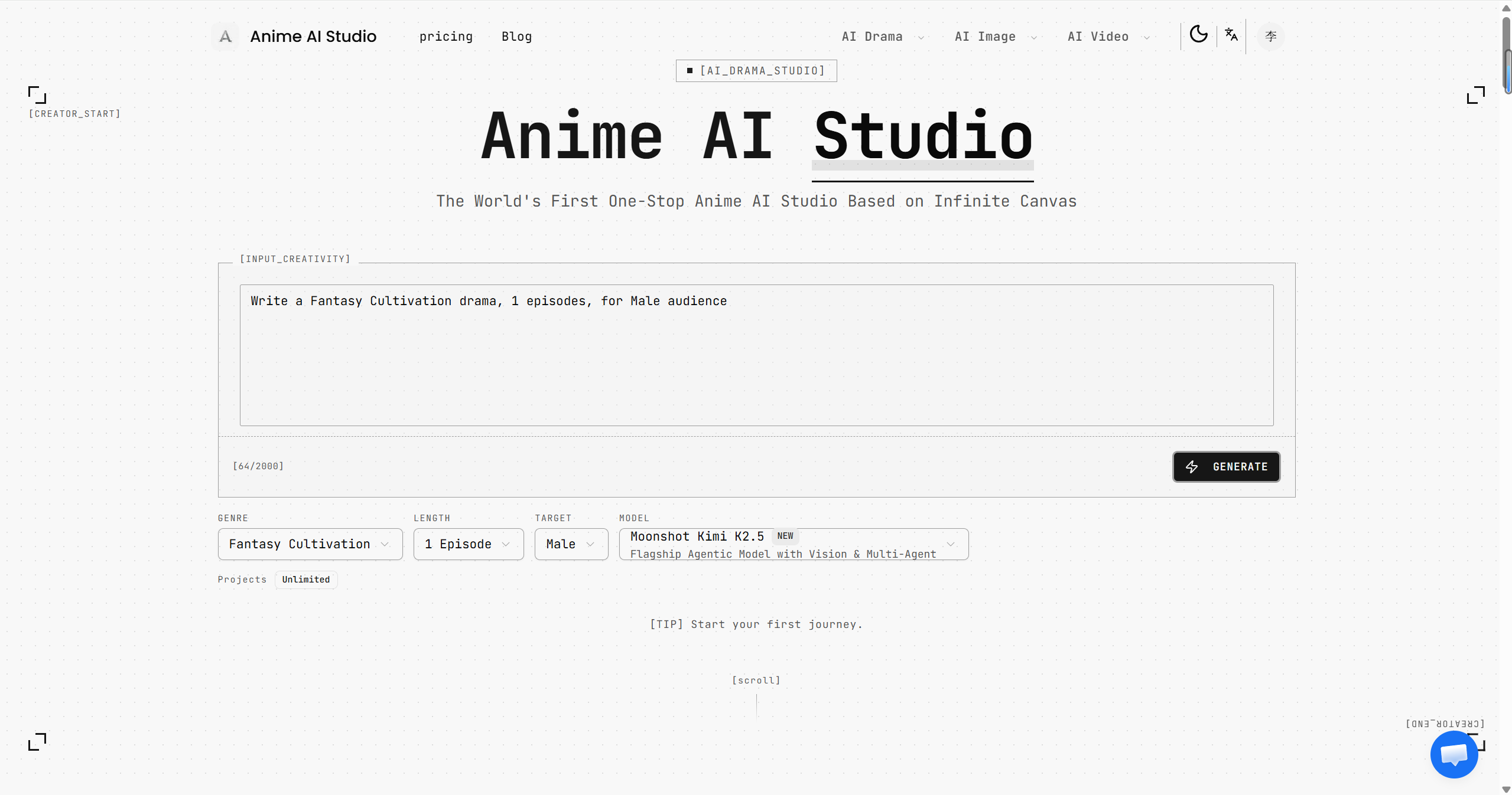 Anime AI Studio preview