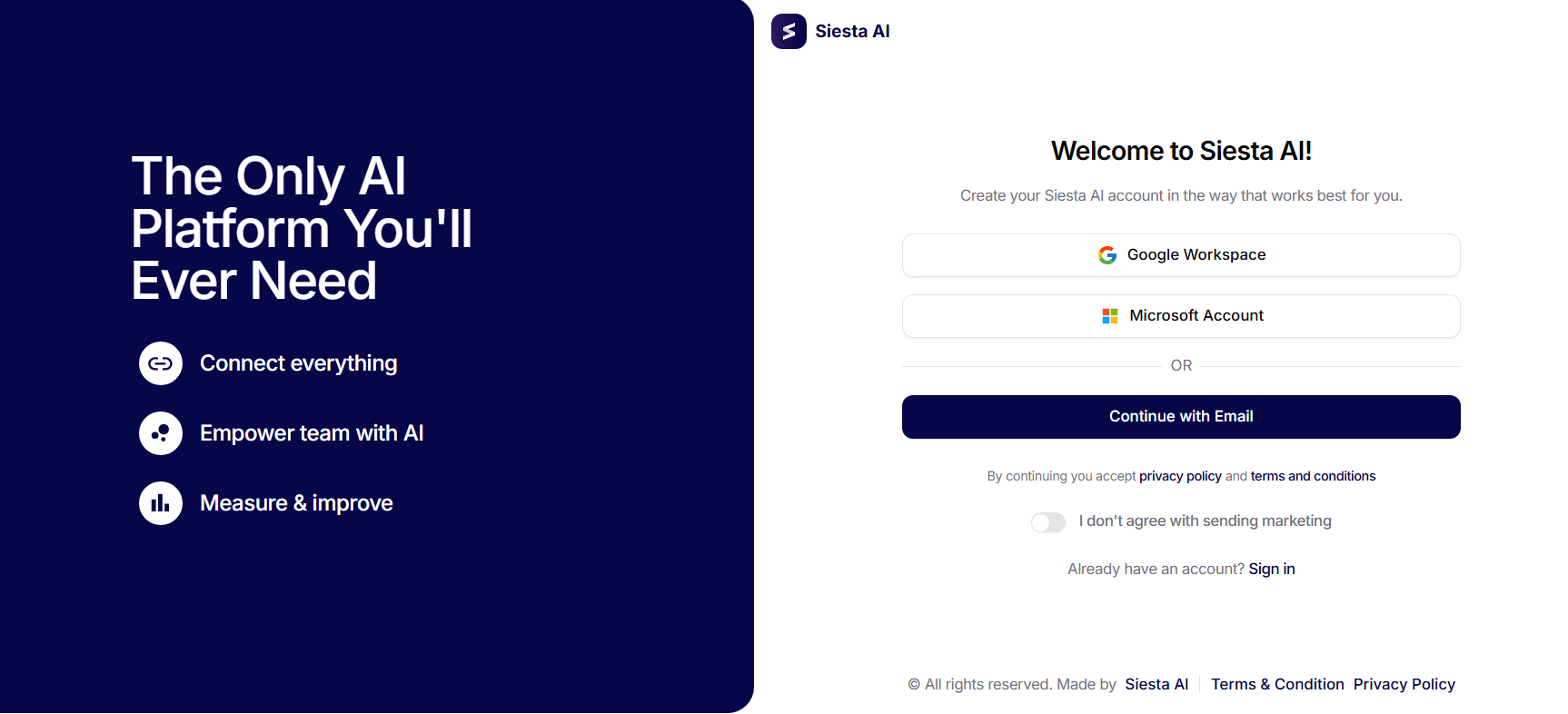 Siesta AI screenshot
