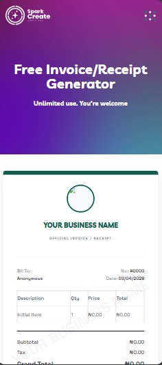 Free Invoice/Receipt Generator screenshot