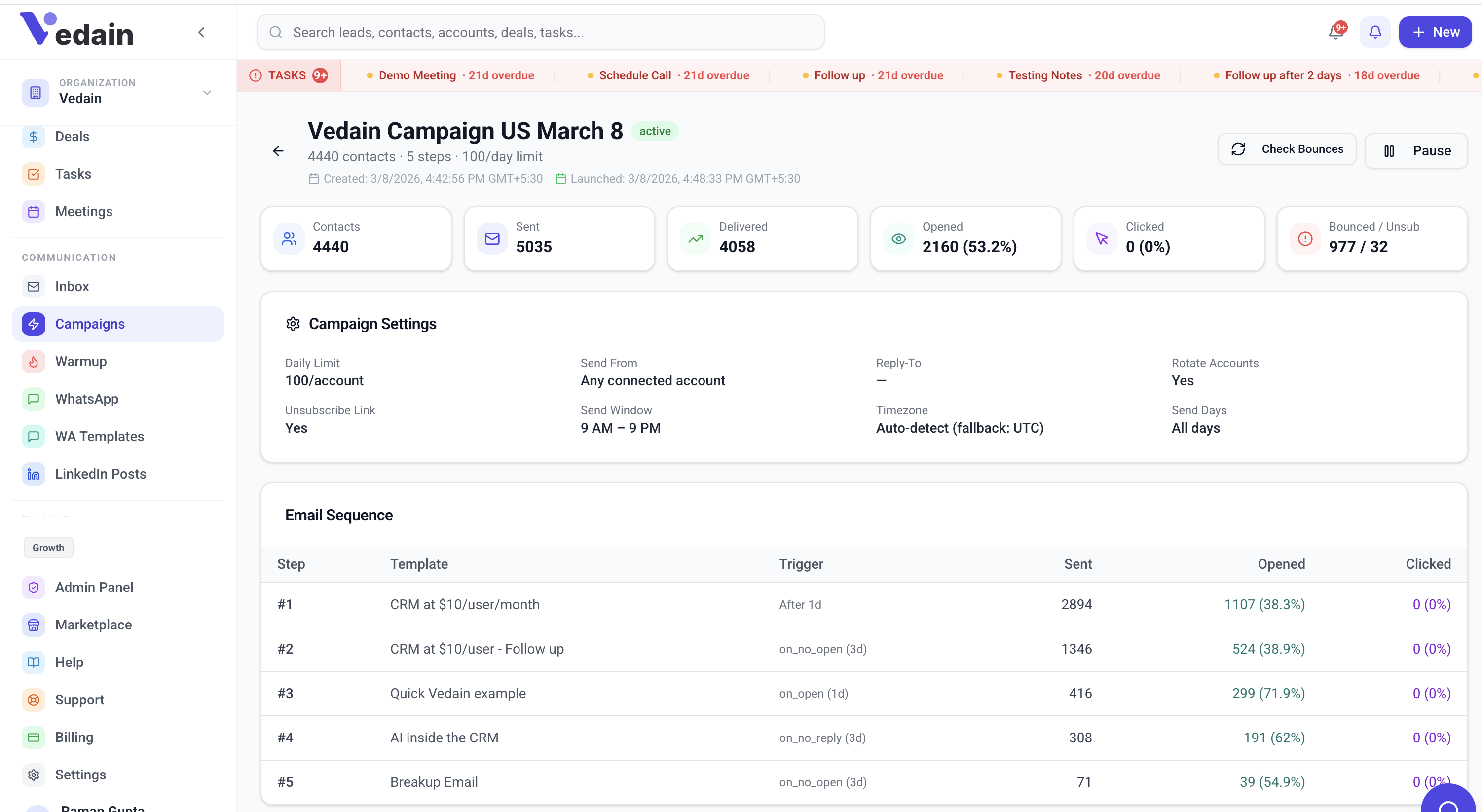 Vedain CRM screenshot