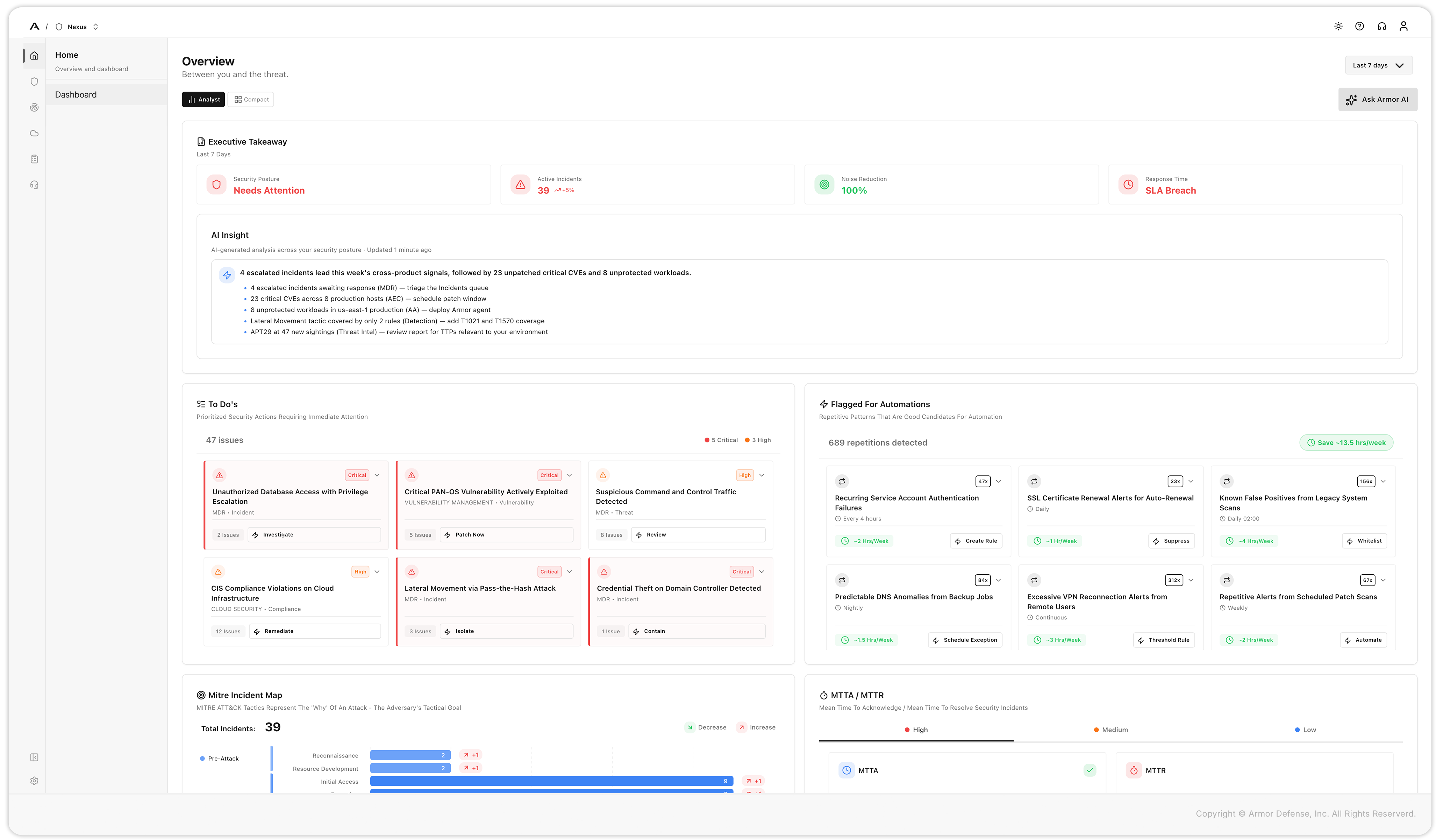 Armor Managed Detection and Response (MDR) screenshot