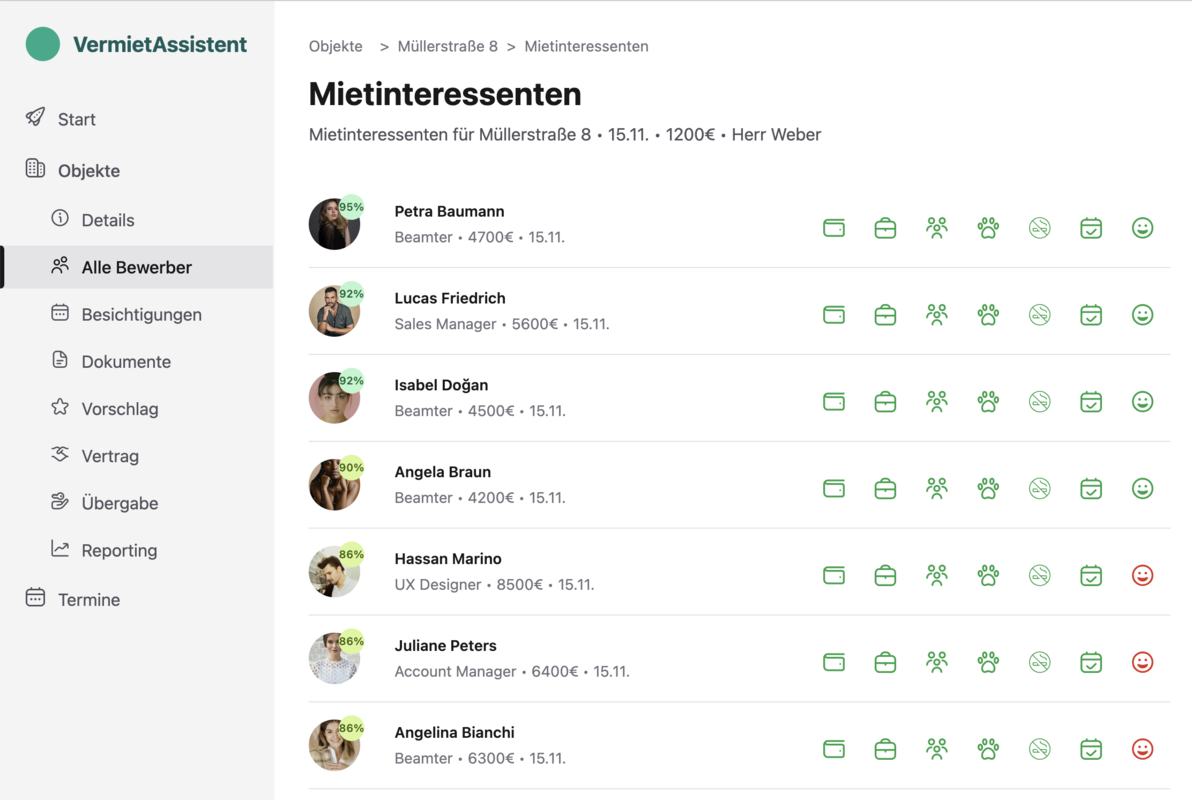 Vermietassistent screenshot
