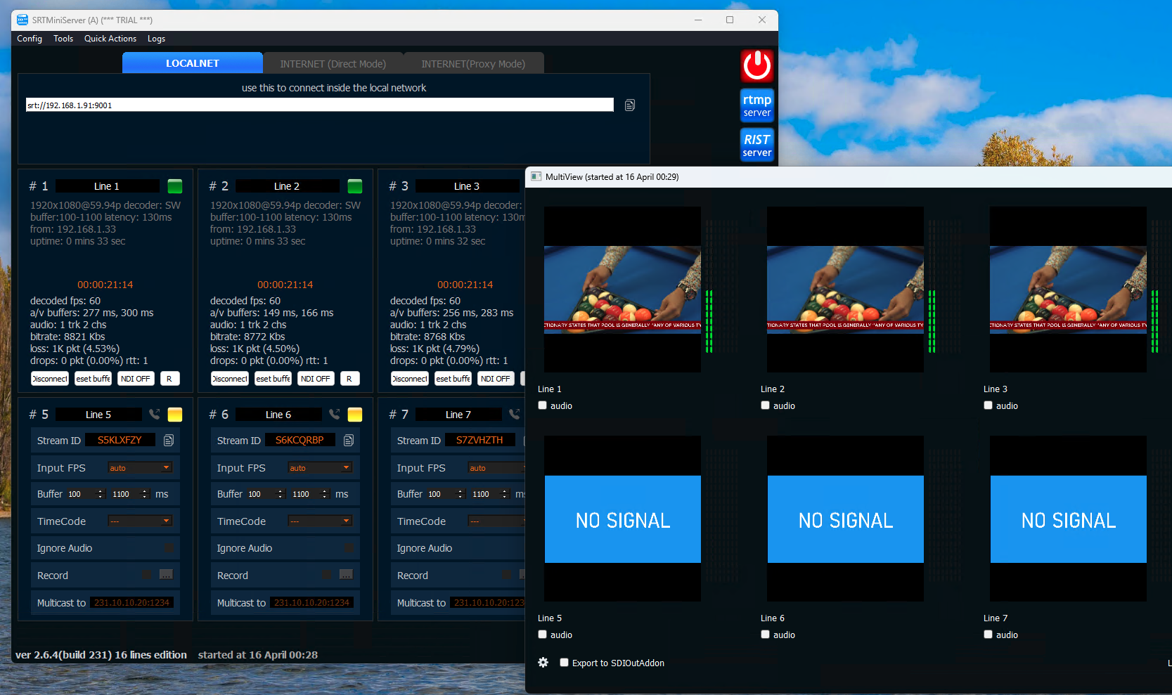 SRTMiniServer screenshot