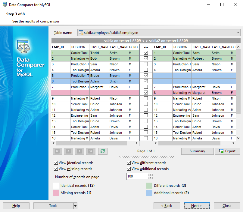 EMS Data Comparer for MySQL screenshot