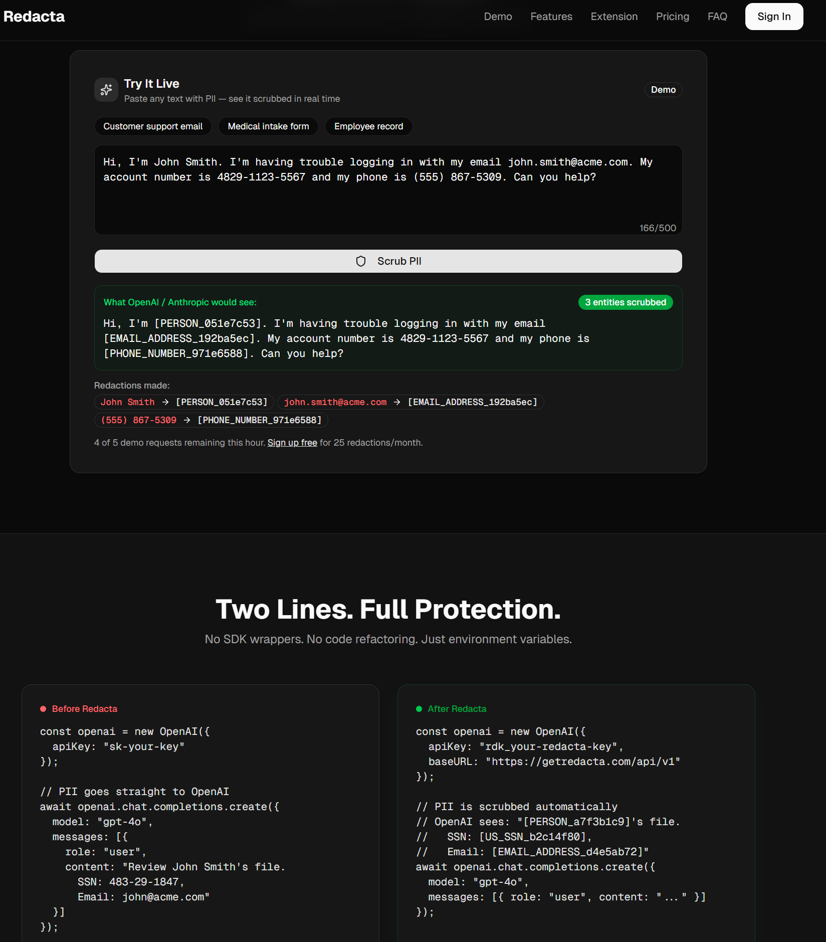 Redacta screenshot