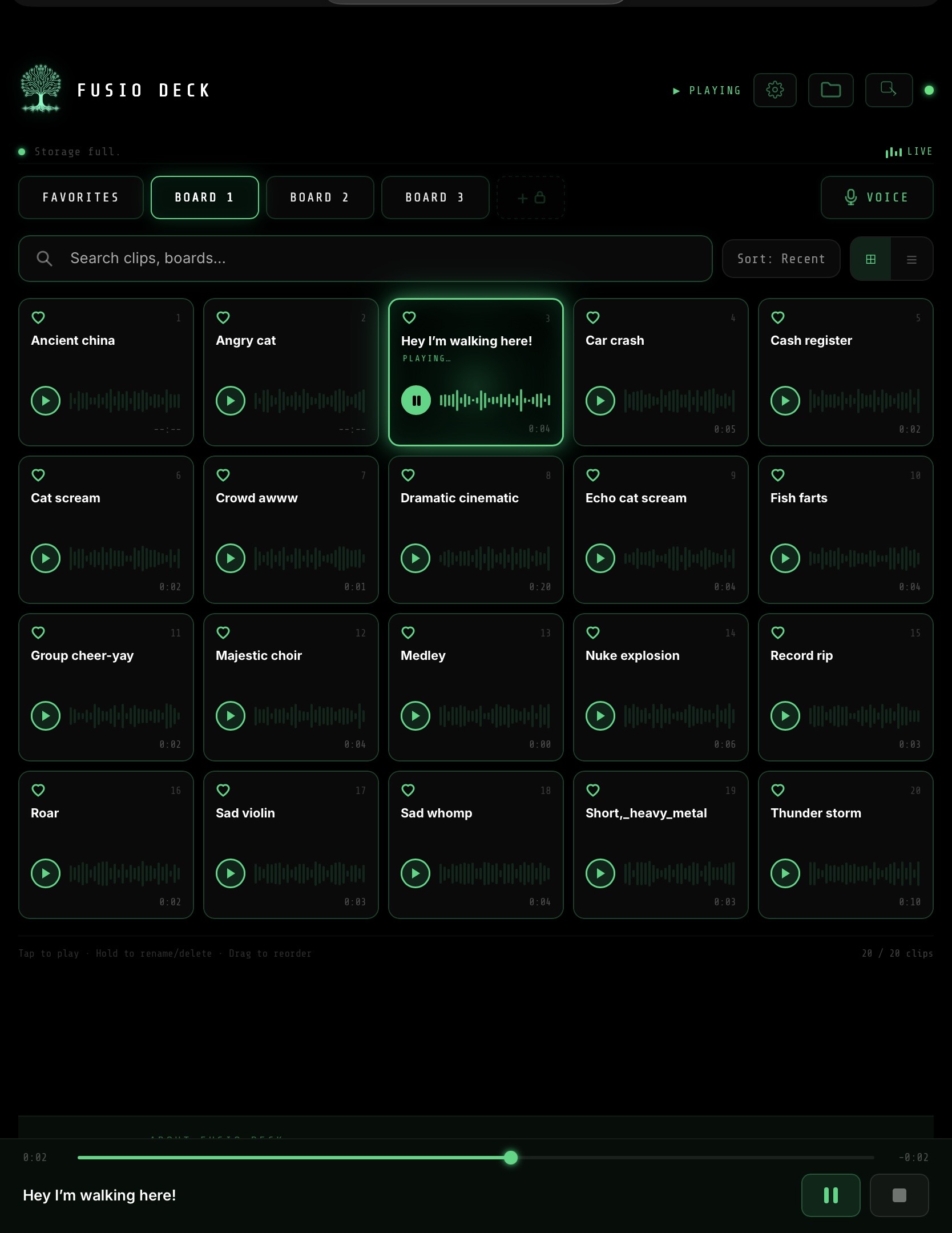 Fusio Deck screenshot