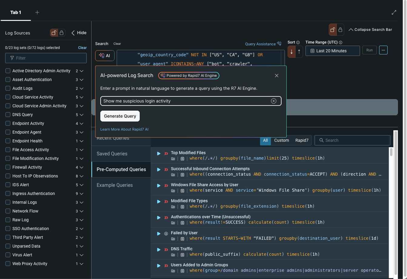 Rapid7 Managed Detection and Response Services screenshot