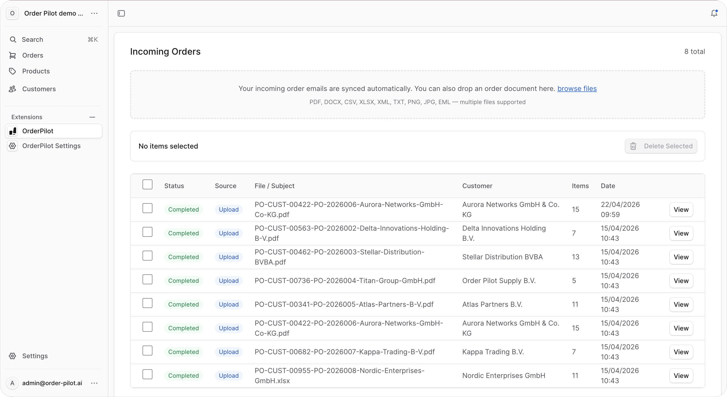 OrderPilot screenshot
