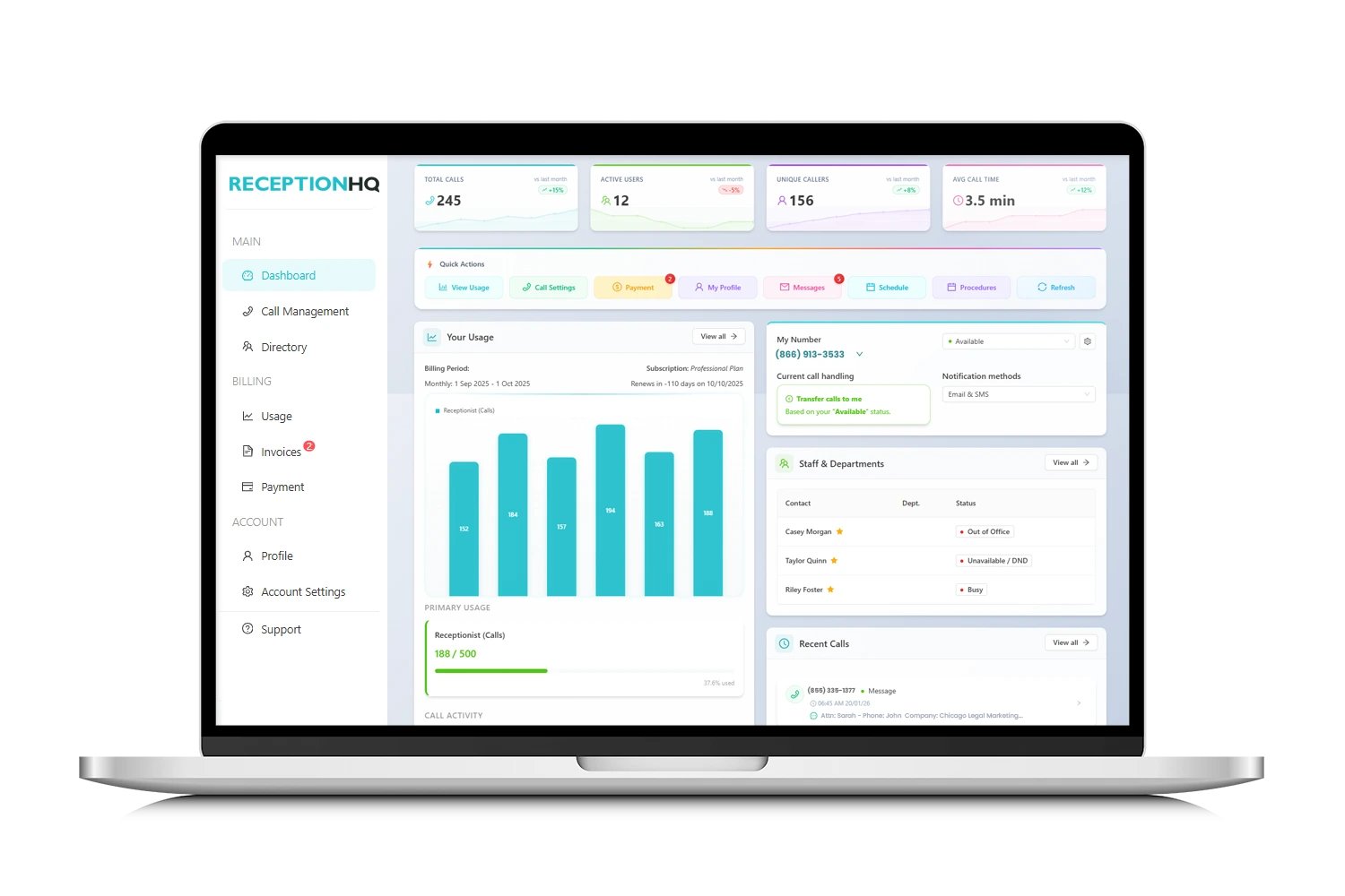 ReceptionHQ Live Call Answering screenshot