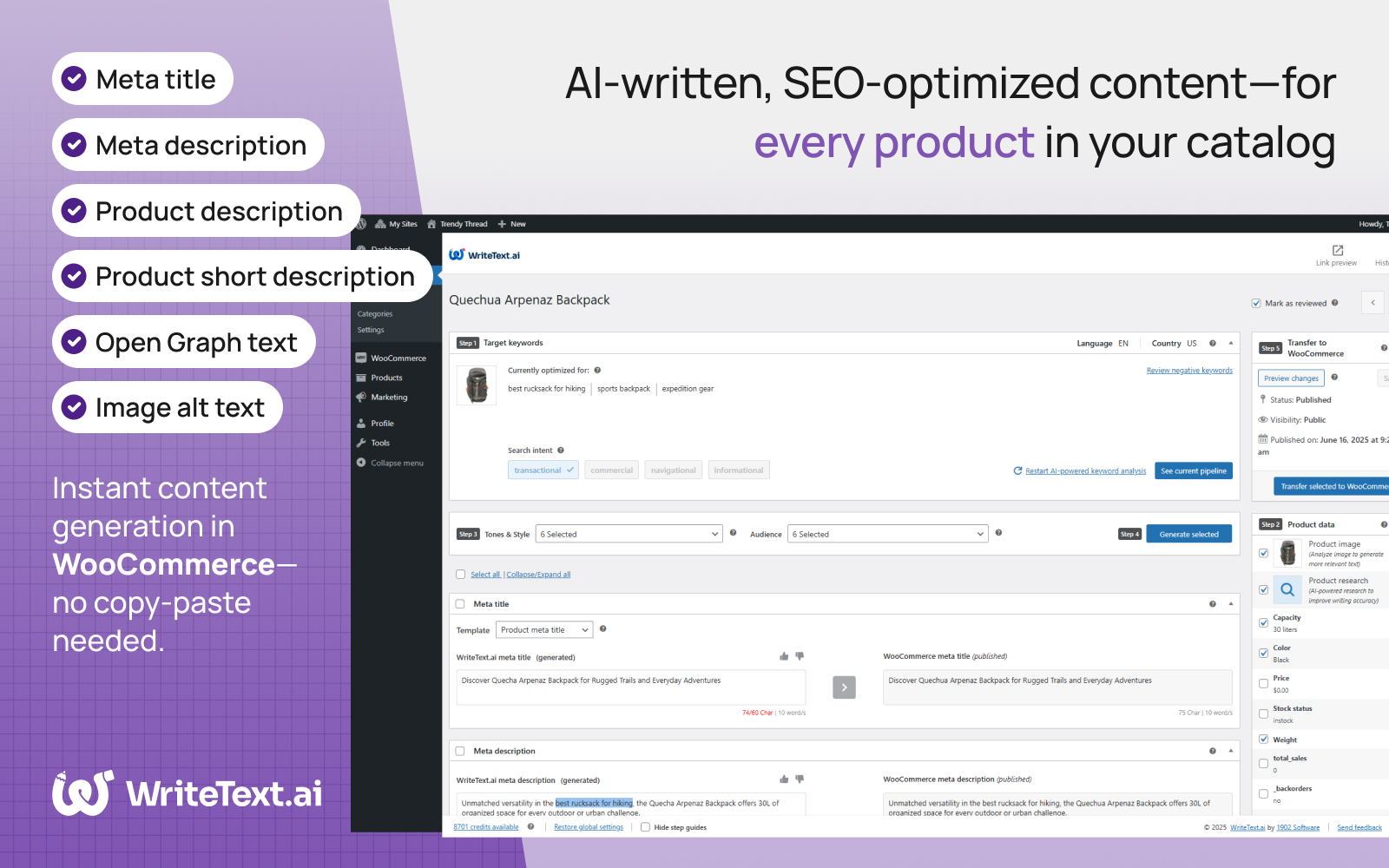 WriteText.ai for WooCommerce screenshot