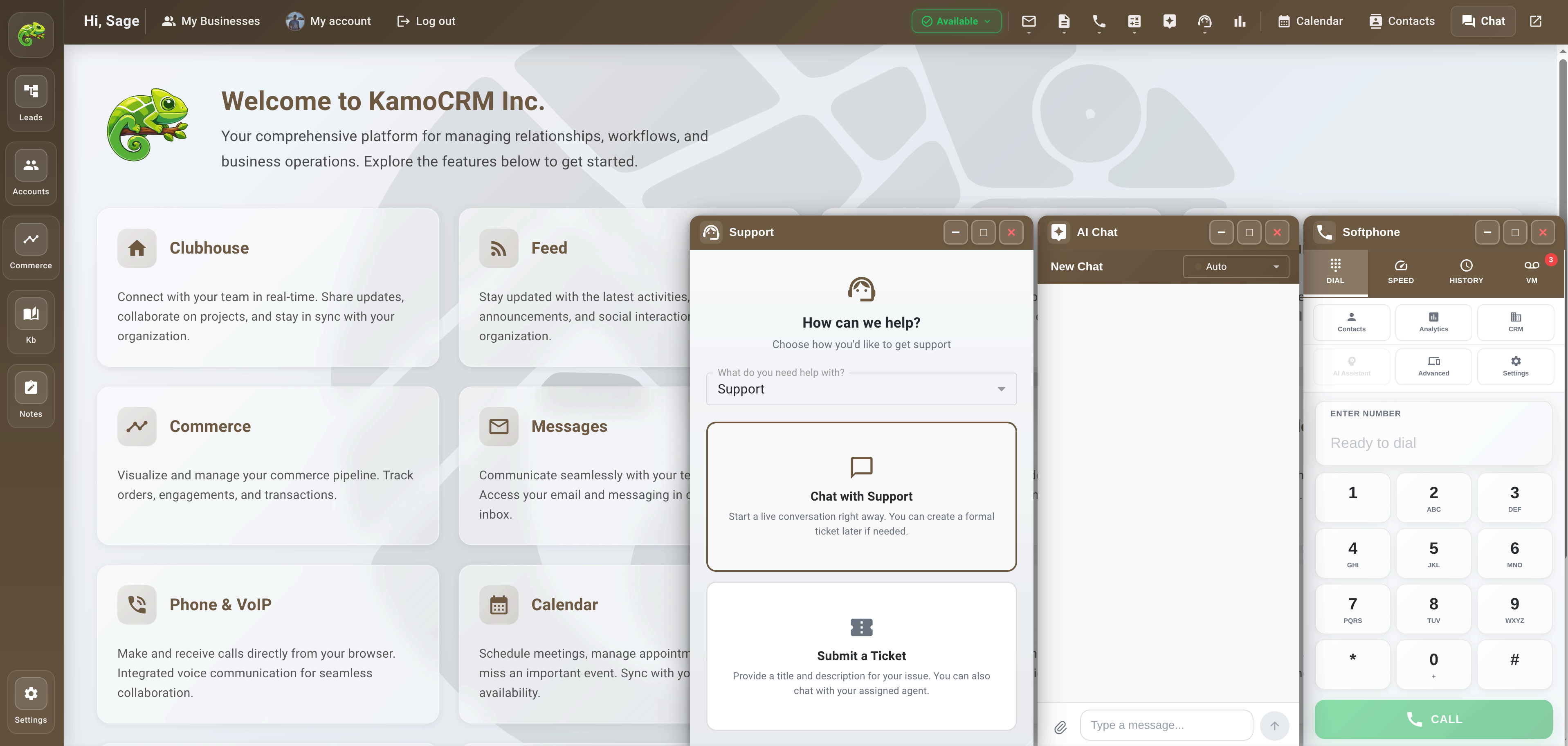 KamoCRM screenshot