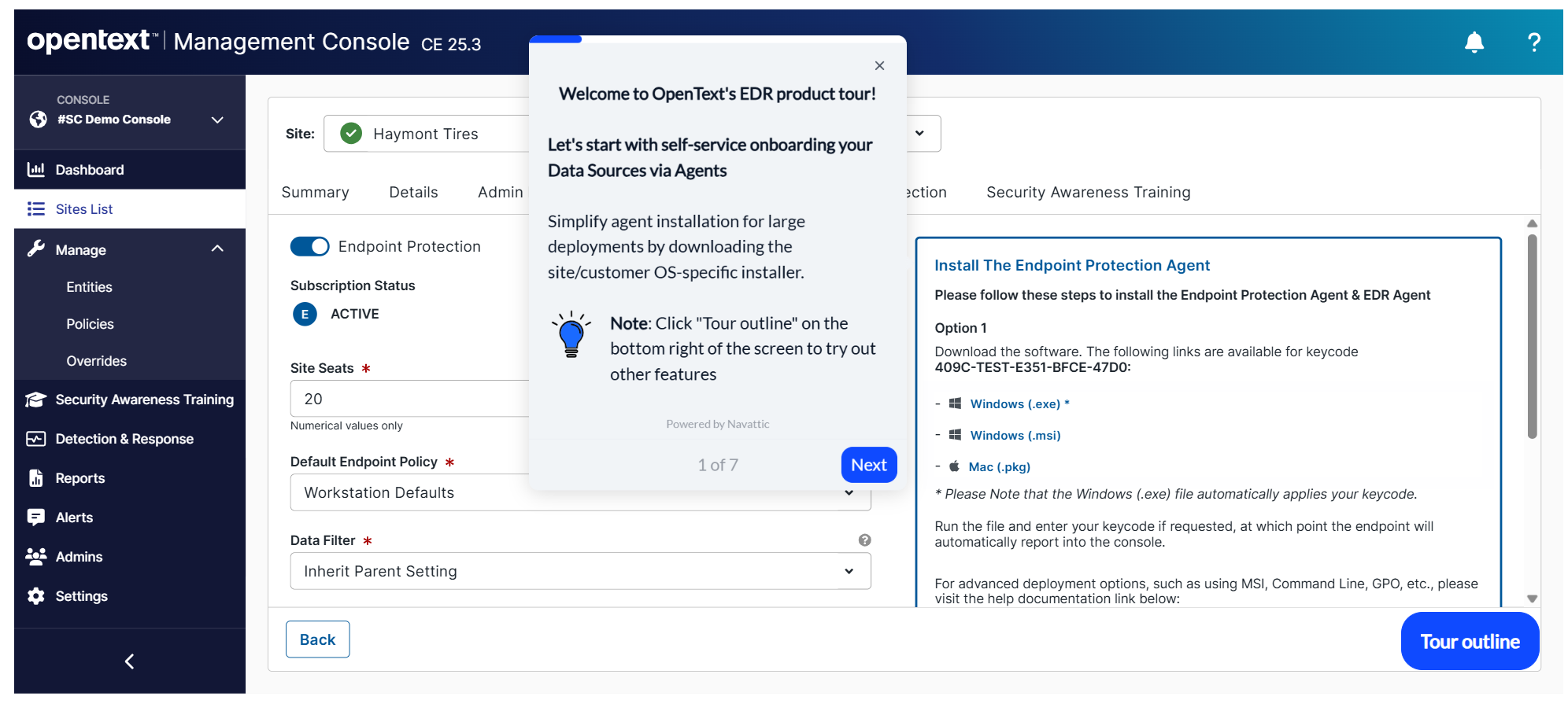 OpenText Core Threat Detection & Response screenshot