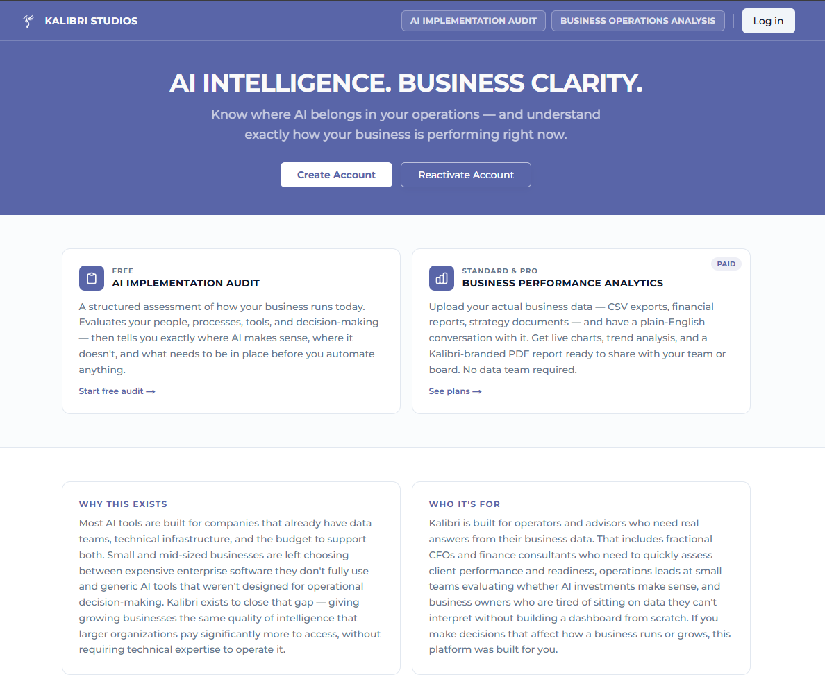 Kalibri AI Analytics screenshot