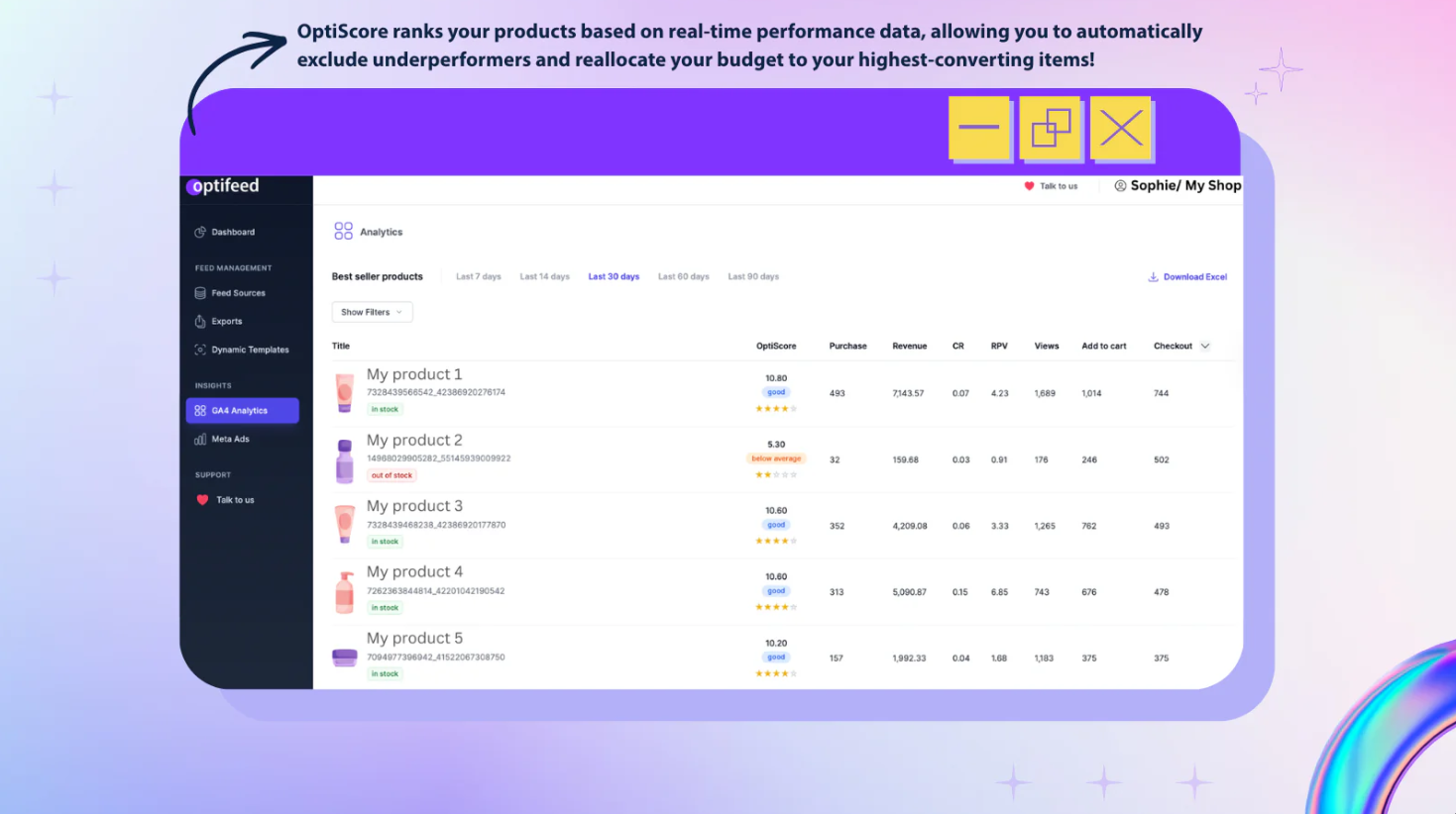 Optifeed screenshot